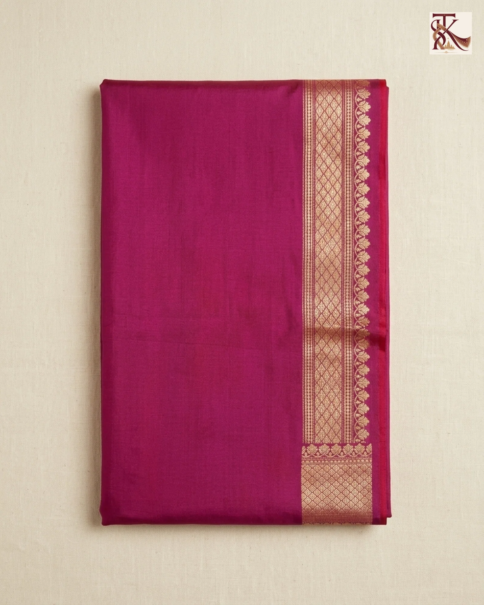 Deep Magenta Katan Silk Kadwa Jangla Jaal Banarasi Saree with Antique Gold Zari - Image 9