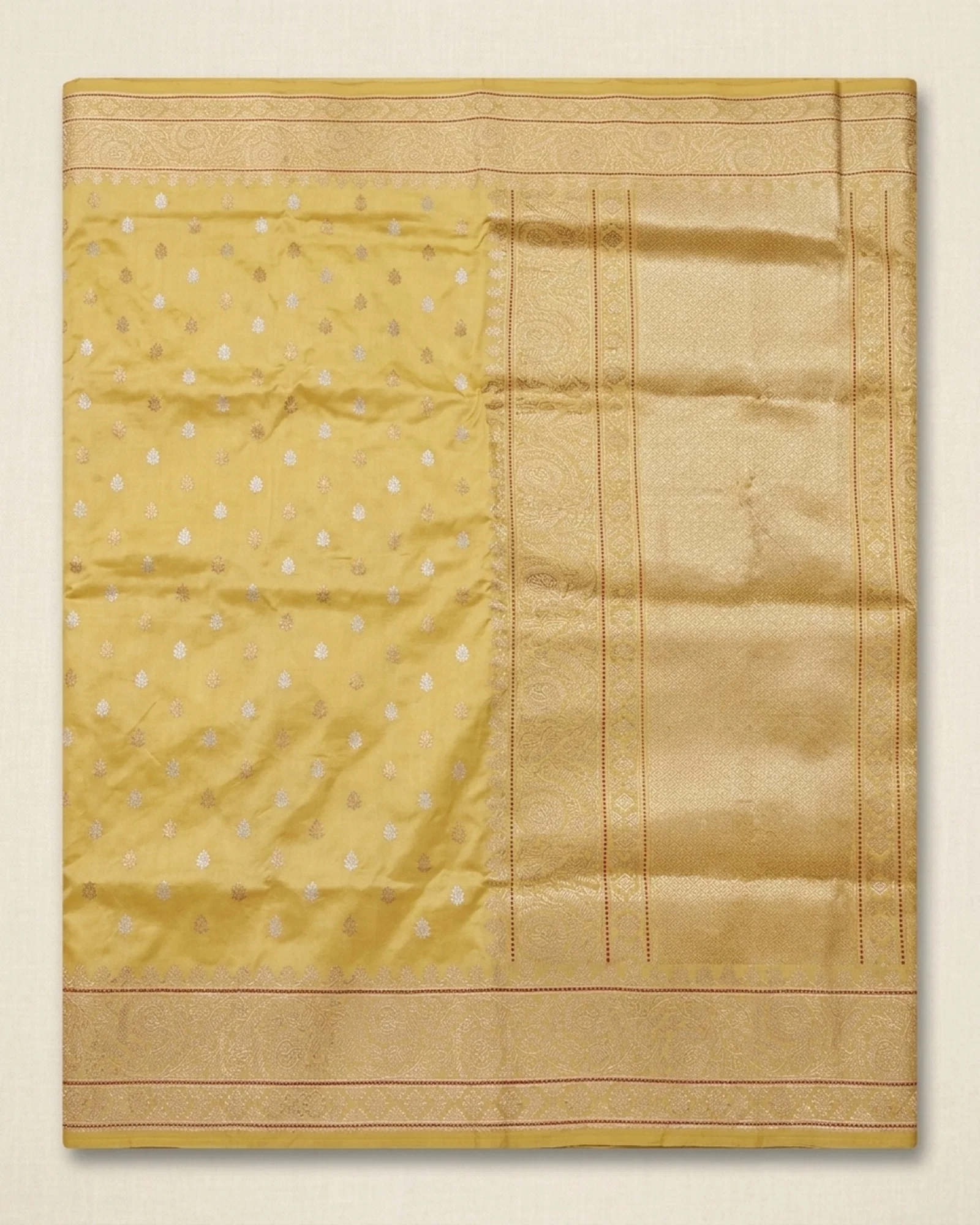 Actual Mustard Yellow Katan Silk Sona Rupa Kadwa Banarasi Saree