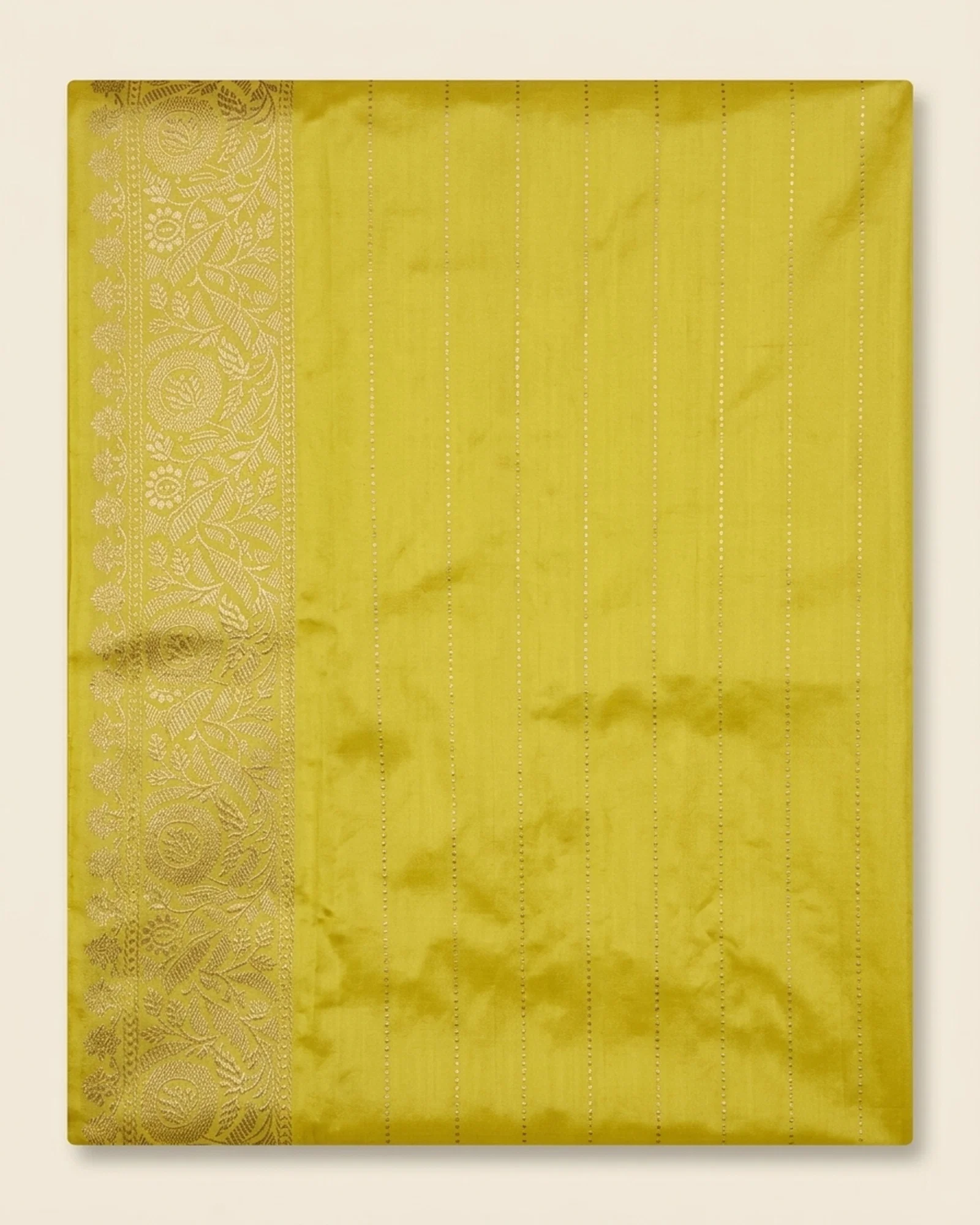 Mustard Yellow Katan Silk Sona Rupa Kadwa Banarasi Saree with Gold Zari - Image 9